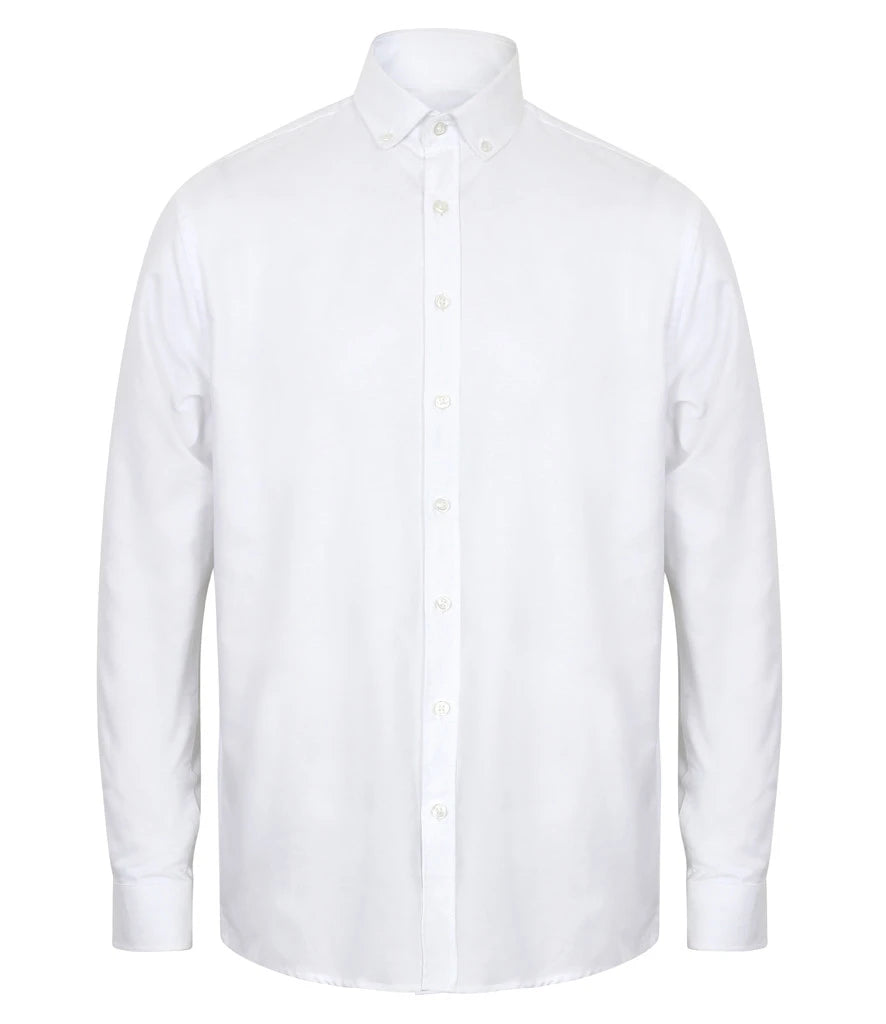 Henbury Modern Long Sleeve Classic Fit Oxford Shirt — White