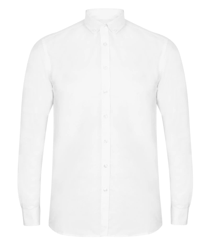 Henbury Modern Long Sleeve Regular Fit Oxford Shirt — White