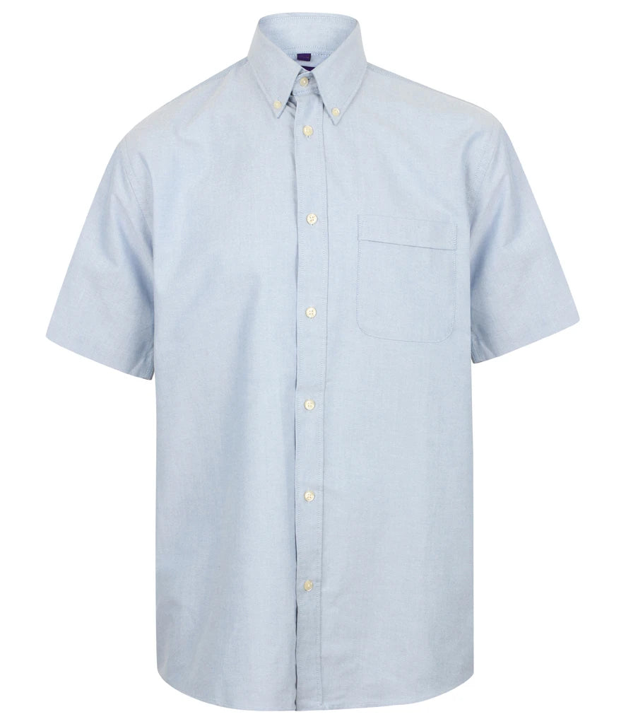 Henbury Short Sleeve Classic Oxford Shirt — Blue