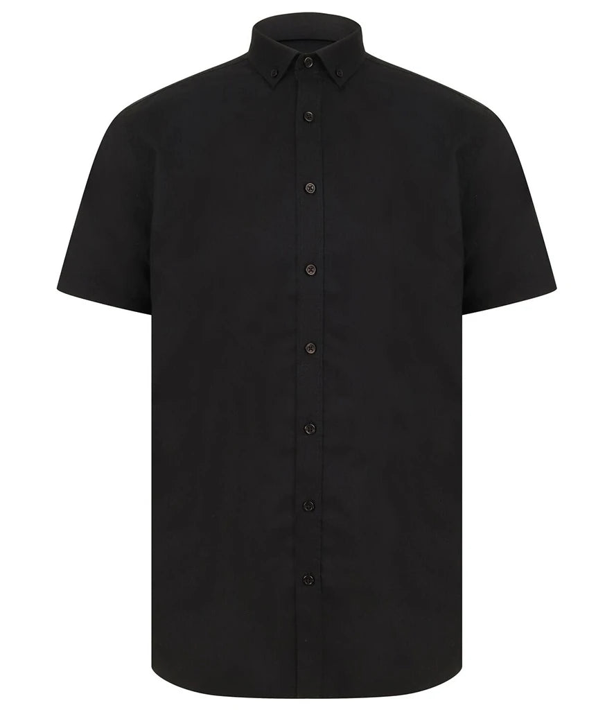 Henbury Modern Short Sleeve Regular Fit Oxford Shirt — Black