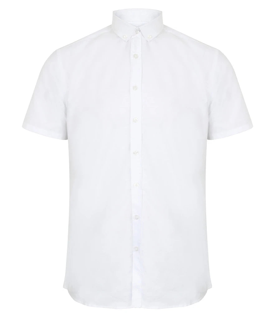 Henbury Modern Short Sleeve Regular Fit Oxford Shirt — White