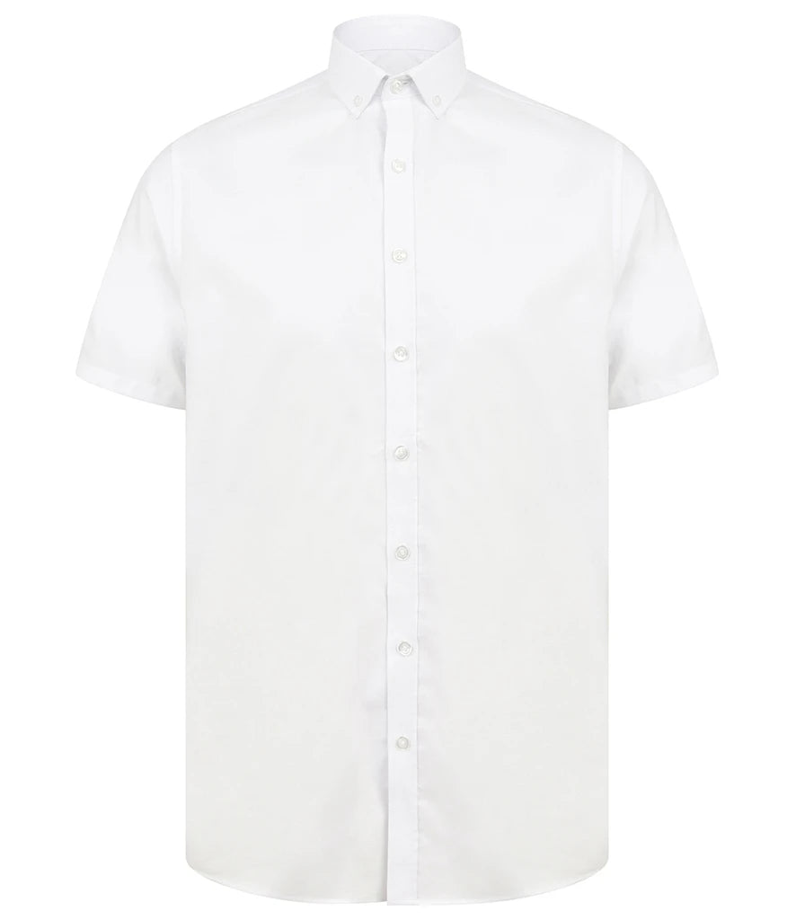 Henbury Modern Short Sleeve Slim Fit Oxford Shirt — White
