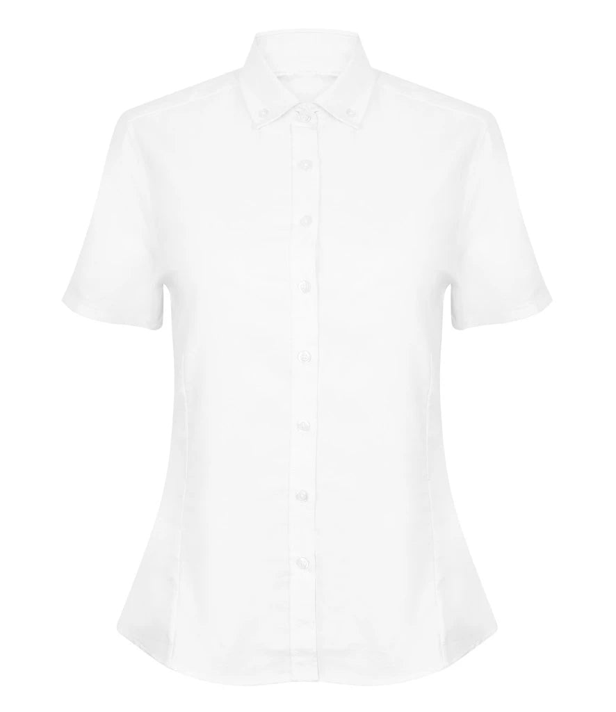 Henbury Ladies Modern Short Sleeve Regular Fit Oxford Shirt — White