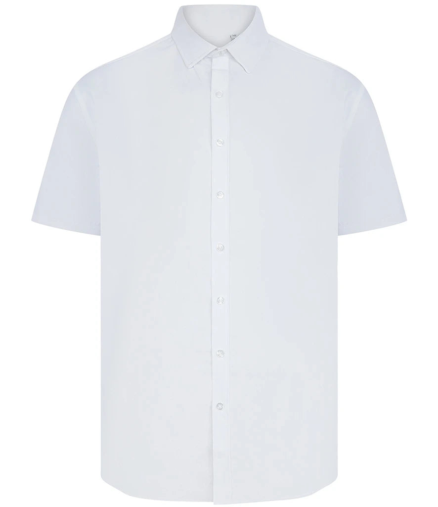 Henbury Short Sleeved Cotton Feel Coolplus® Shirt — White
