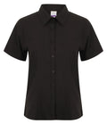 Henbury Ladies Short Sleeve Wicking Shirt — Black