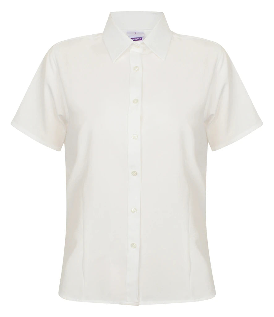 Henbury Ladies Short Sleeve Wicking Shirt — White