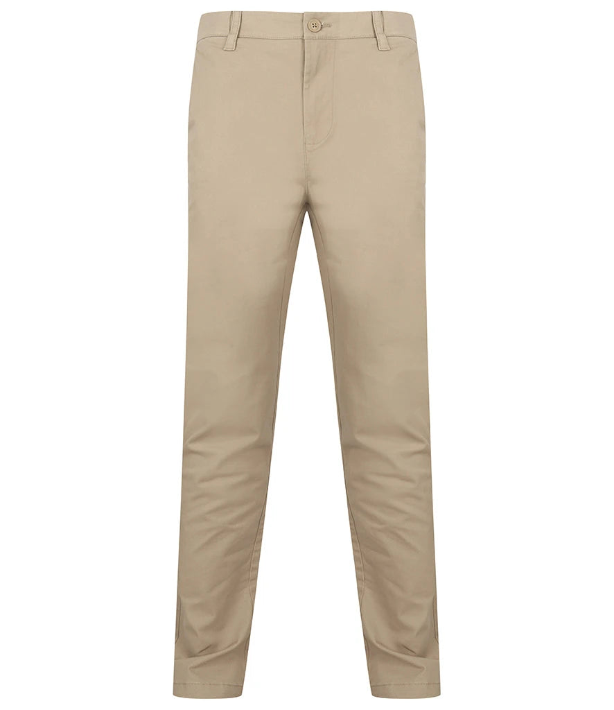 Henbury Stretch Flex Waistband Chino Trousers — Stone