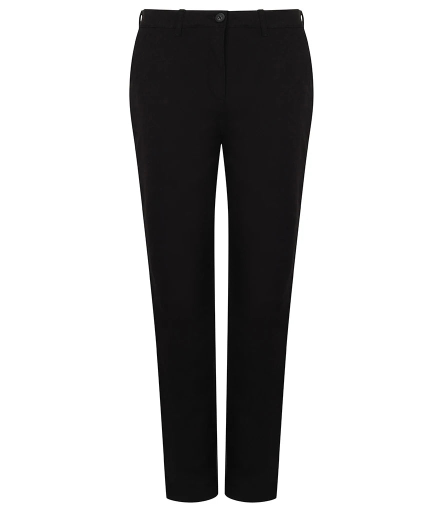 Henbury Ladies Stretch Chino Trousers — Black