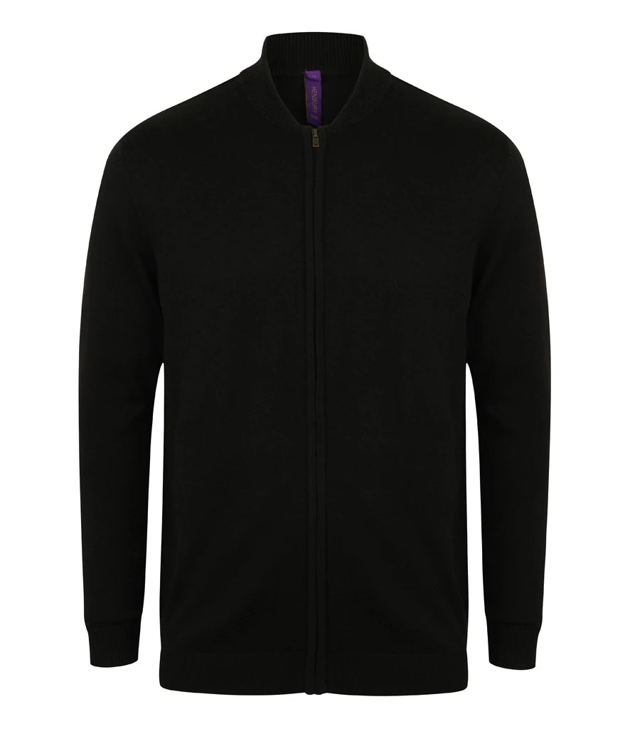 Henbury Unisex Zip Through Cardigan — Black