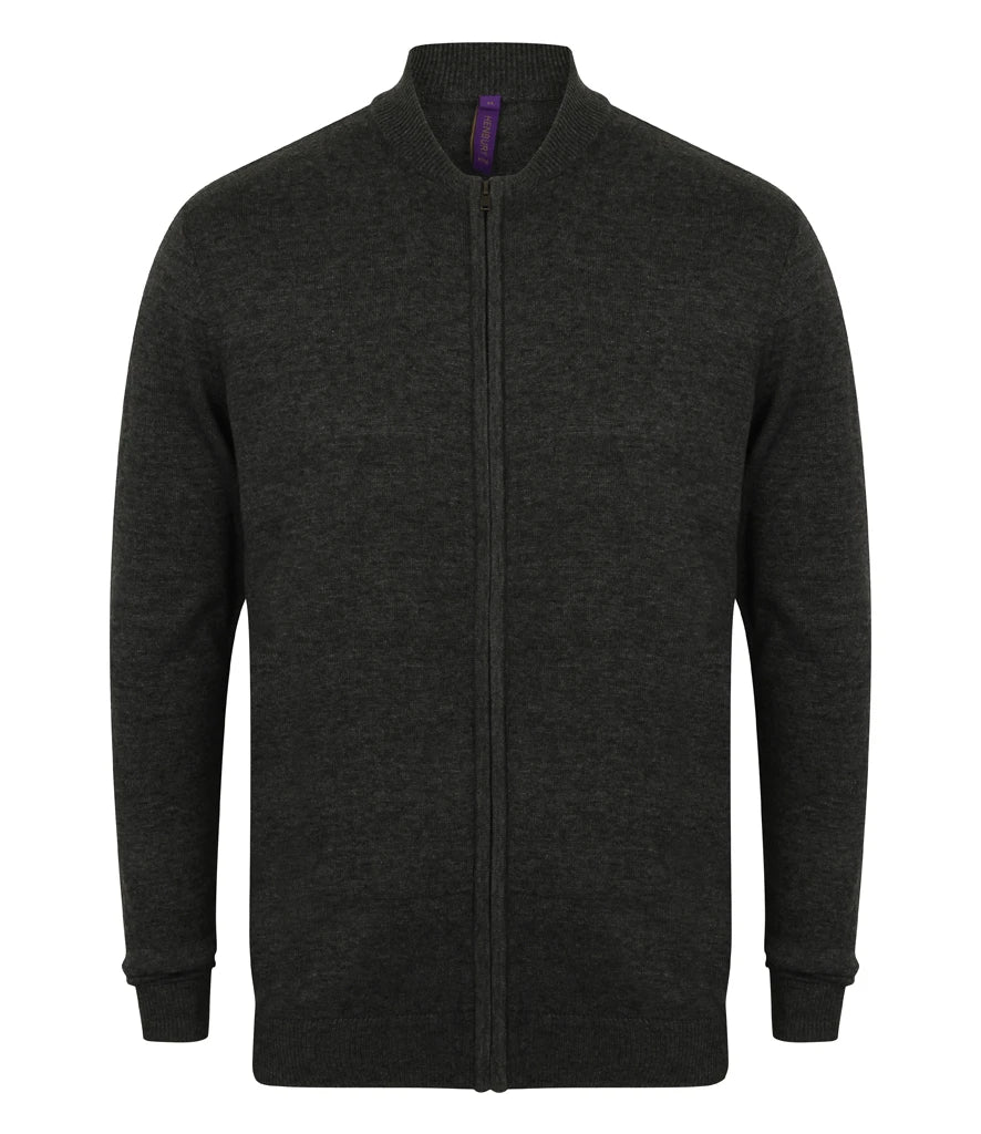 Henbury Unisex Zip Through Cardigan — Grey Marl