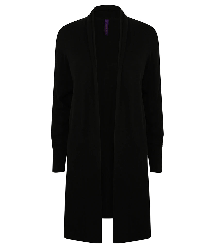 Henbury Ladies Longline Open Cardigan — Black