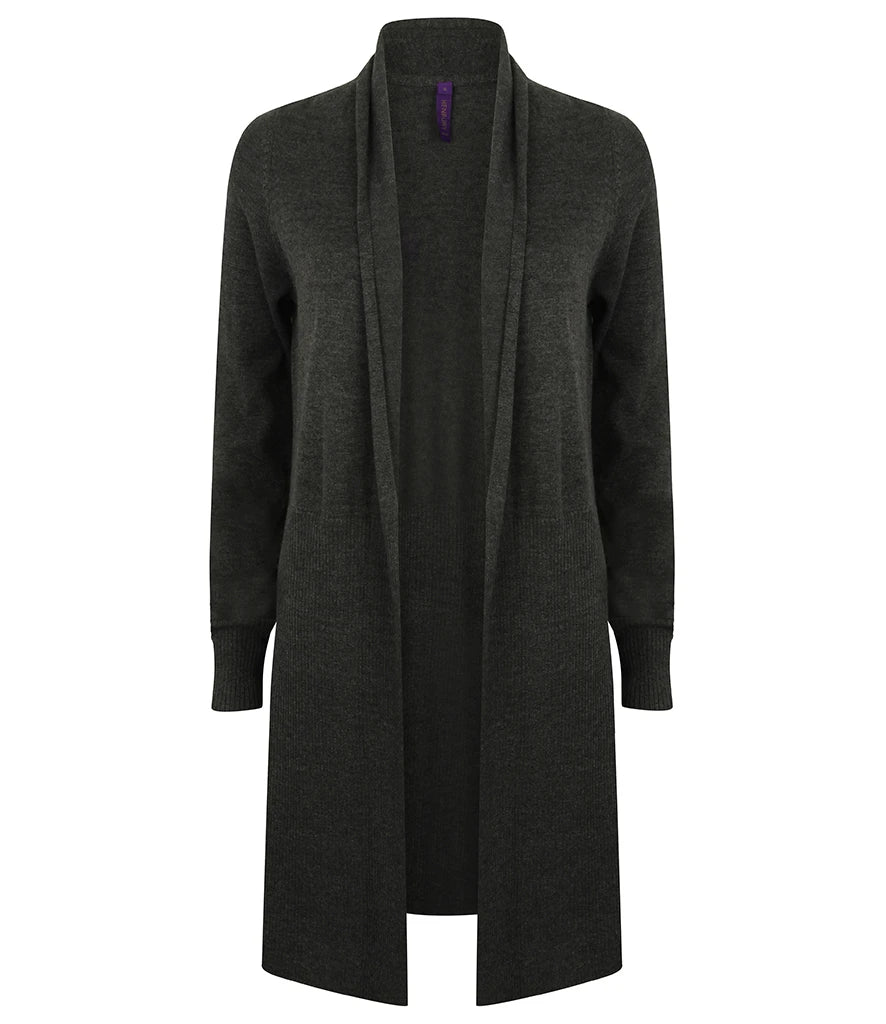 Henbury Ladies Longline Open Cardigan — Grey Marl