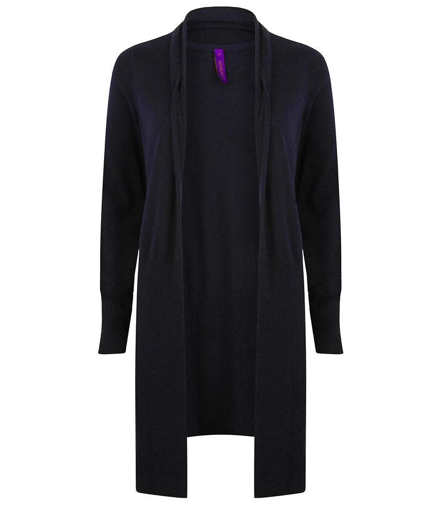 Henbury Ladies Longline Open Cardigan — Navy
