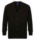 Henbury Lightweight Cotton Acrylic V Neck Cardigan — Black