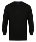 Henbury Lightweight Cotton Acrylic Crew Neck Sweater — Black