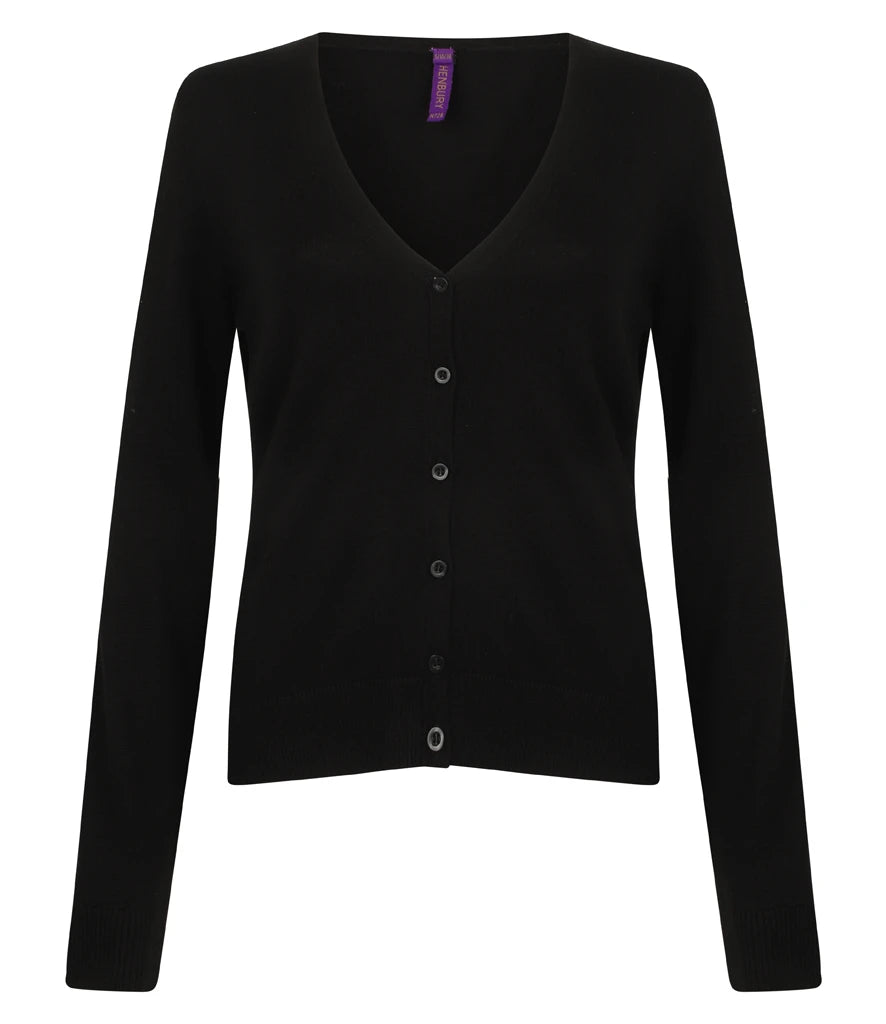 Henbury Ladies Lightweight V Neck Cardigan — Black
