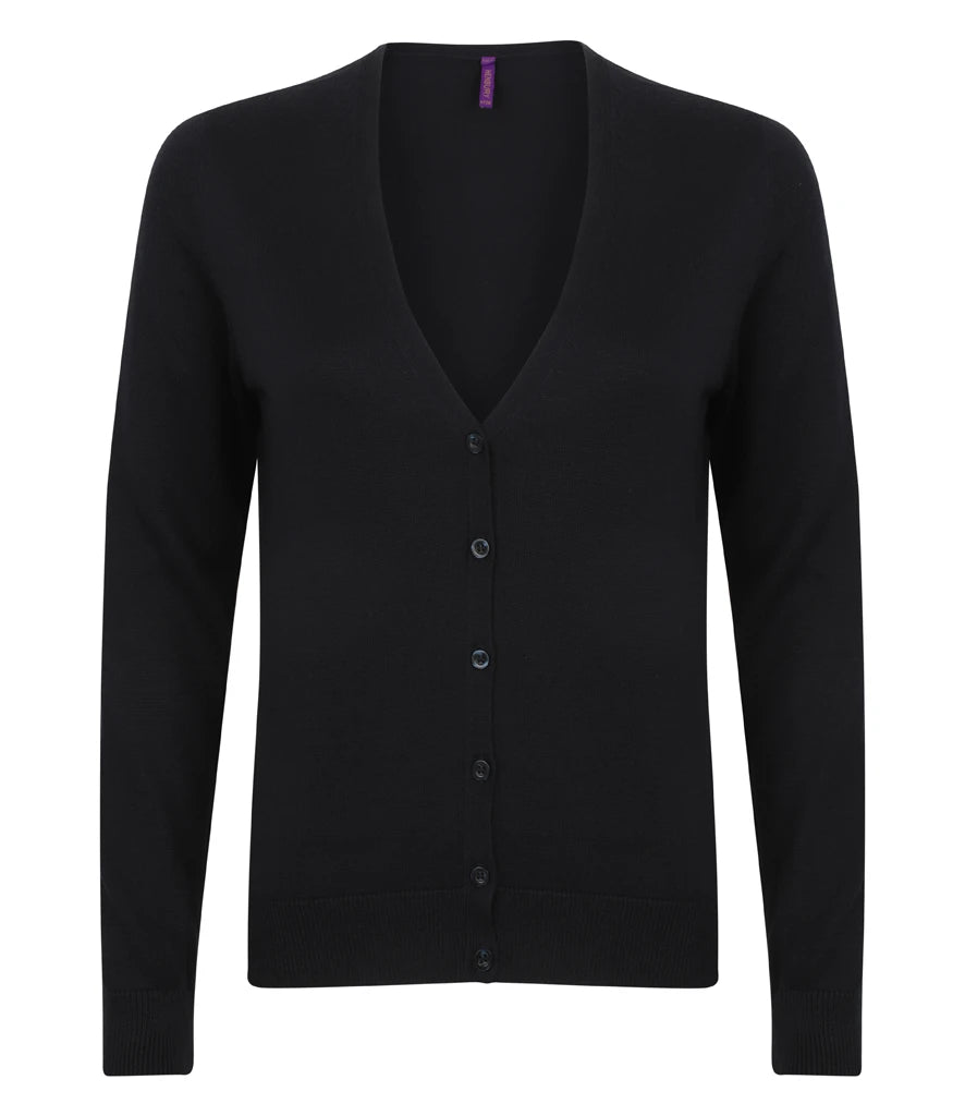 Henbury Ladies Lightweight V Neck Cardigan — Navy