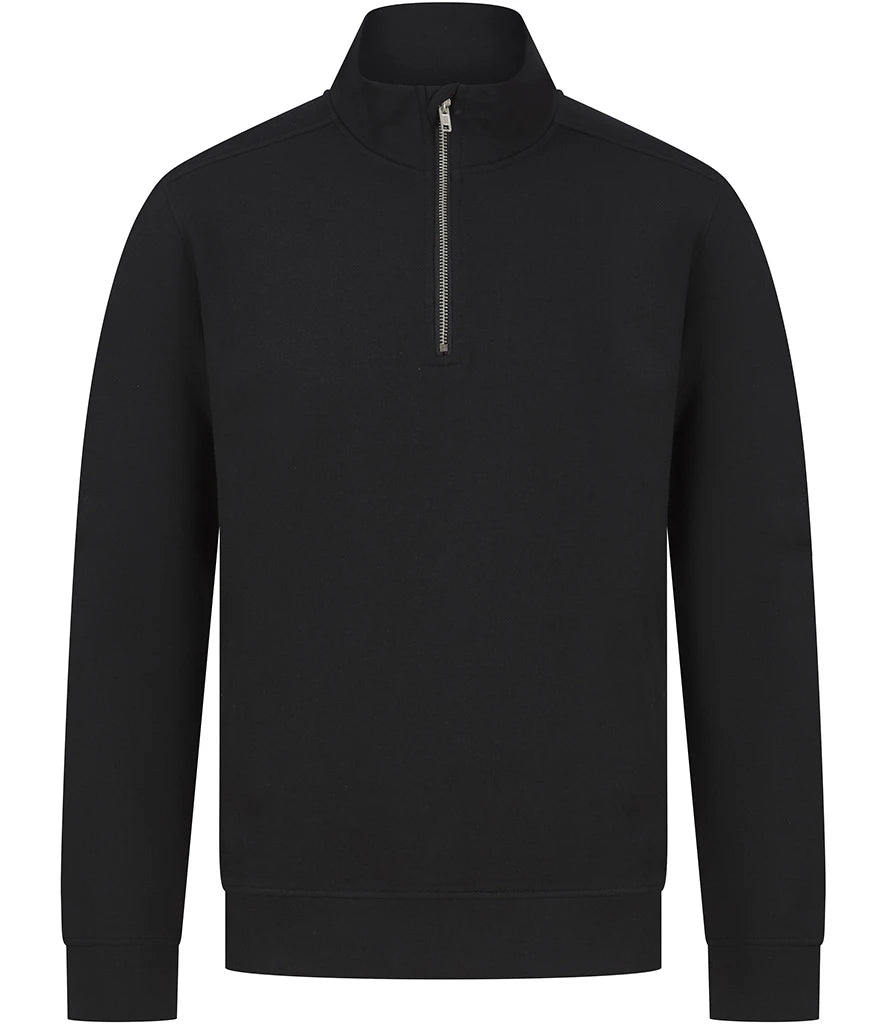 Henbury Unisex Sustainable 1/4 Zip Sweatshirt — Black