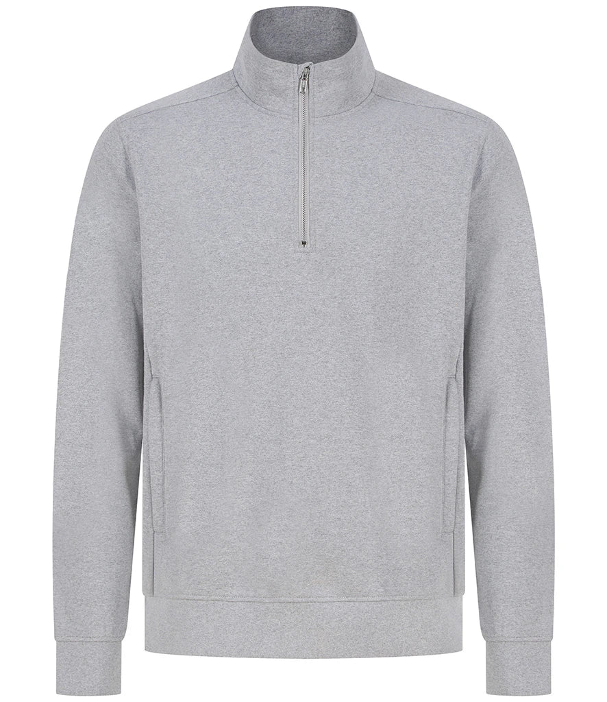 Henbury Unisex Sustainable 1/4 Zip Sweatshirt — Heather Grey