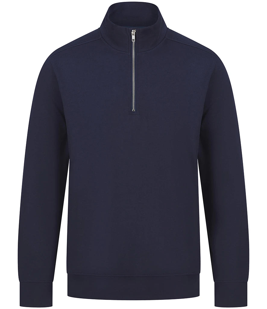 Henbury Unisex Sustainable 1/4 Zip Sweatshirt — Navy