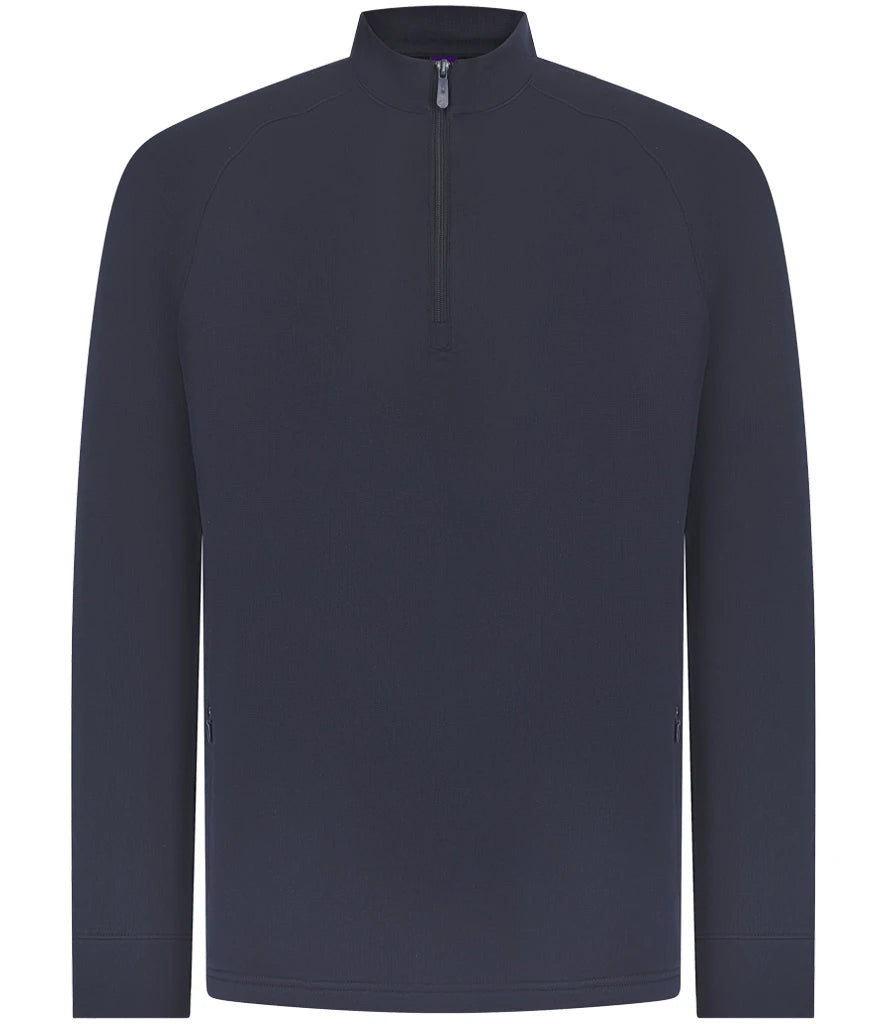 Henbury Zip Neck Wicking Top — Navy