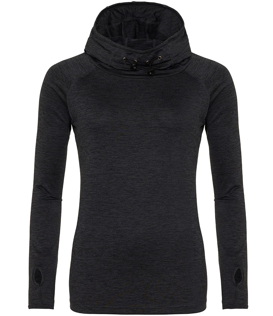 AWDis Ladies Cool Cowl Neck Top — Black Slate Melange