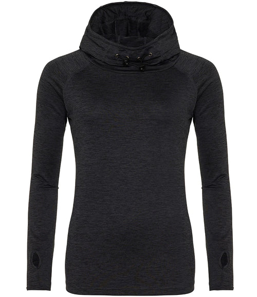 AWDis Ladies Cool Cowl Neck Top — Black Slate Melange