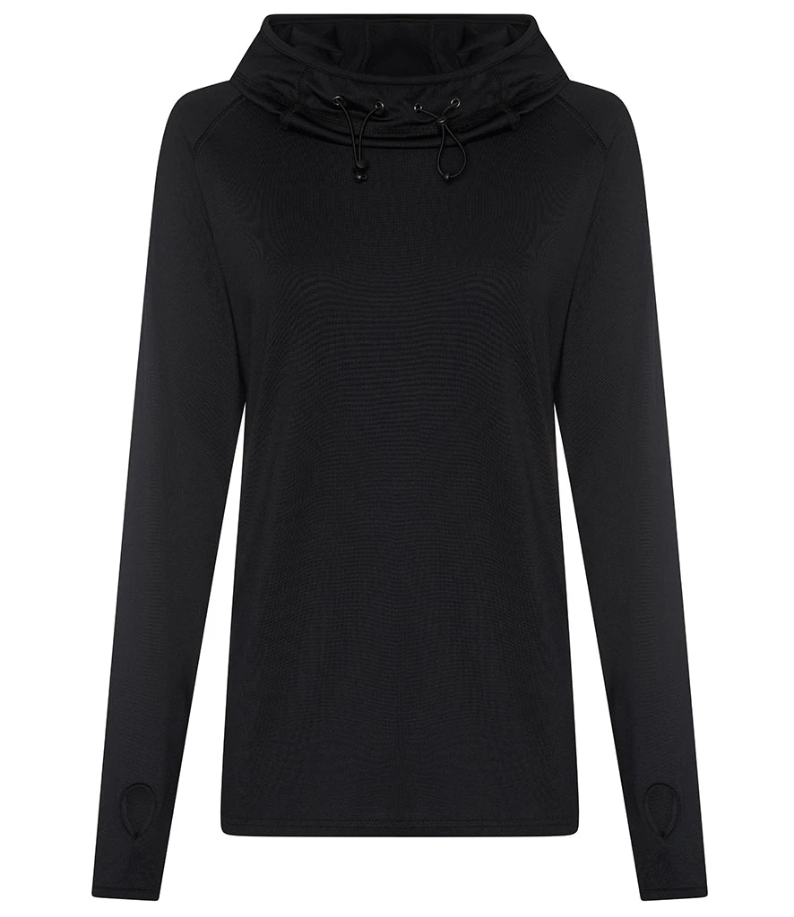 AWDis Ladies Cool Cowl Neck Top — Jet Black