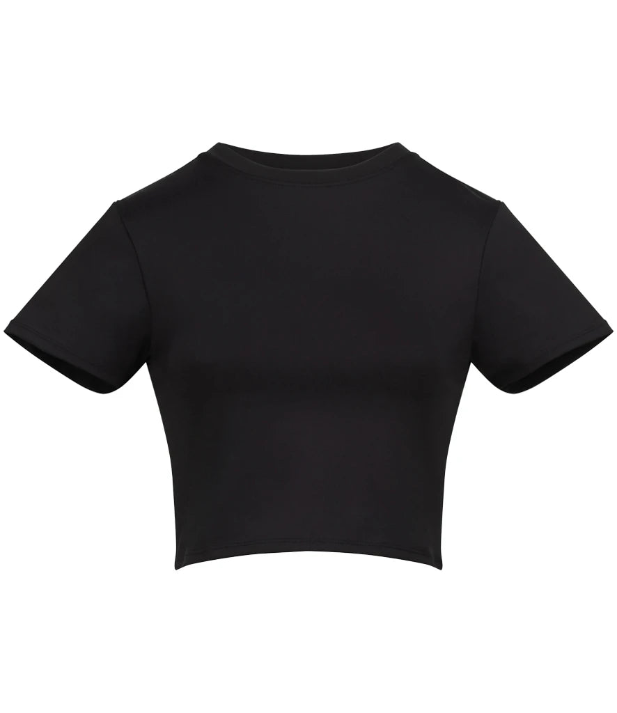 AWDis Ladies Cool Recycled Cropped T-Shirt — Jet Black