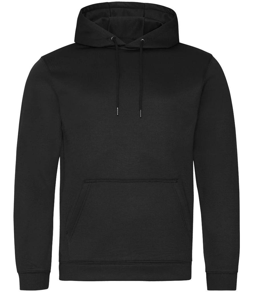 AWDis Just Hoods Contrast Zip Hoodie in Jet Black, front view