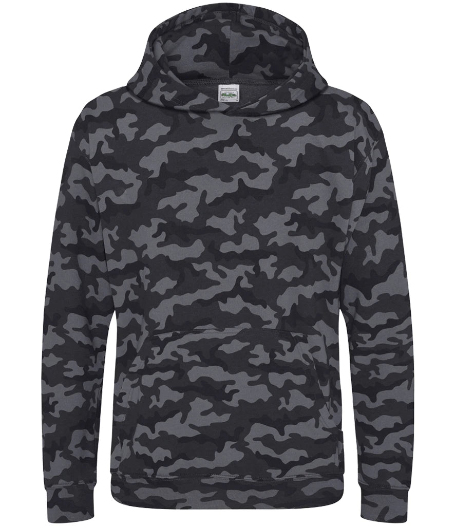 AWDis Kids Camo Hoodie — Black Camo
