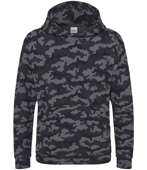 AWDis Kids Camo Hoodie — Black Camo