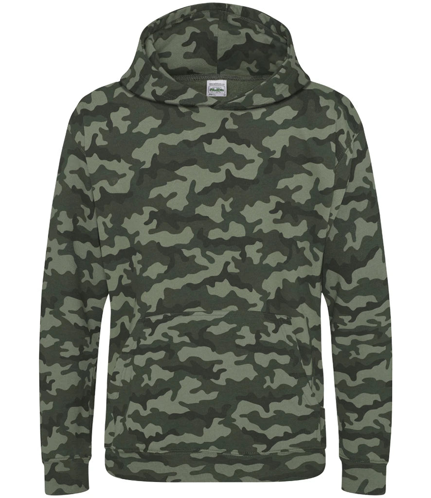 AWDis Kids Camo Hoodie — Green Camo