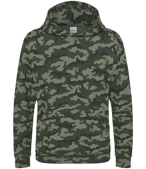 AWDis Kids Camo Hoodie — Green Camo