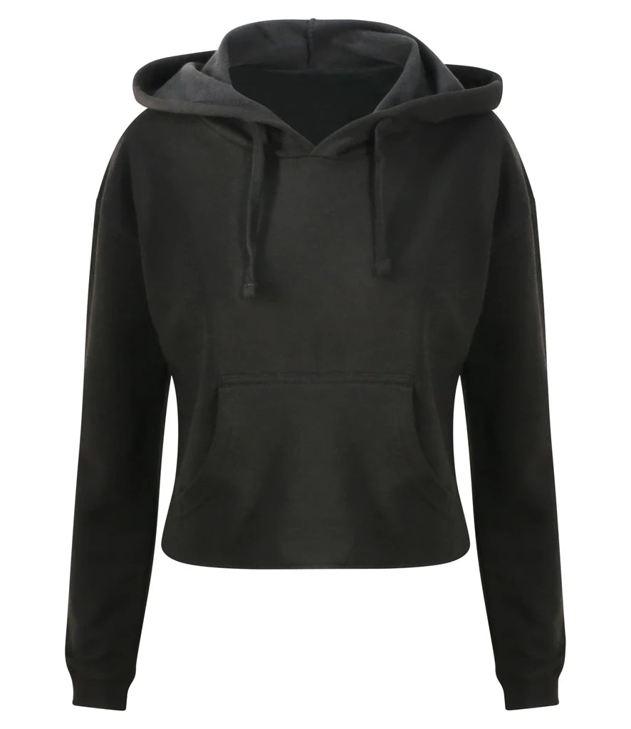 AWDis Ladies Cropped Hoodie — Jet Black