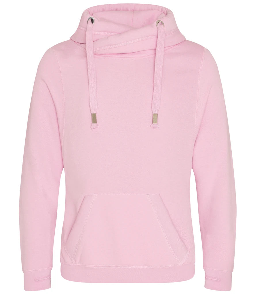 AWDis Cross Neck Hoodie — Baby Pink