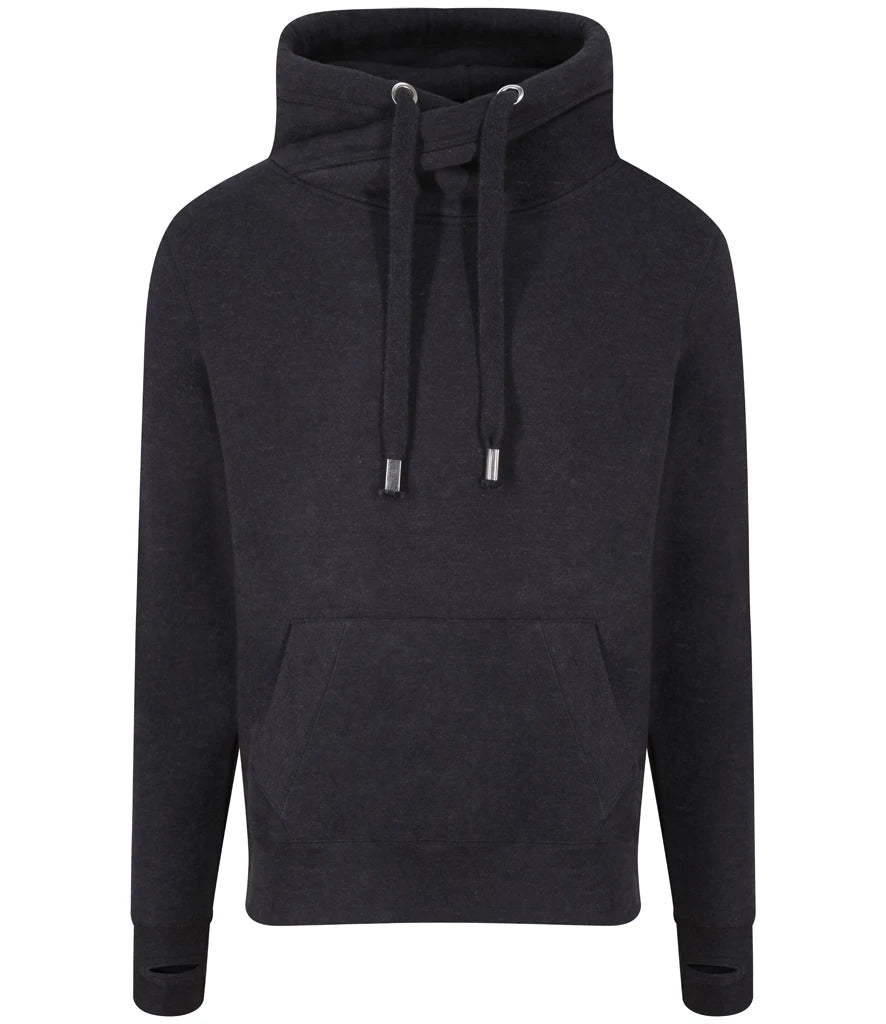 AWDis Cross Neck Hoodie — Black Smoke