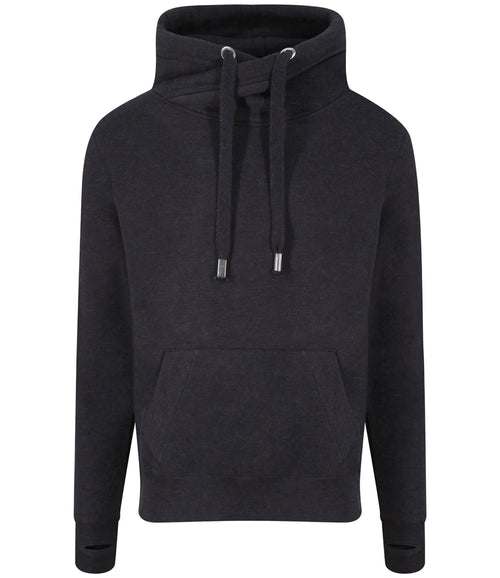AWDis Cross Neck Hoodie — Black Smoke