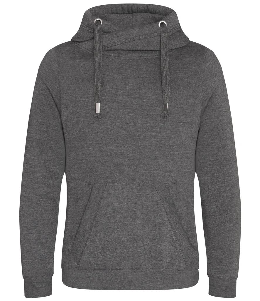 AWDis Cross Neck Hoodie — Charcoal