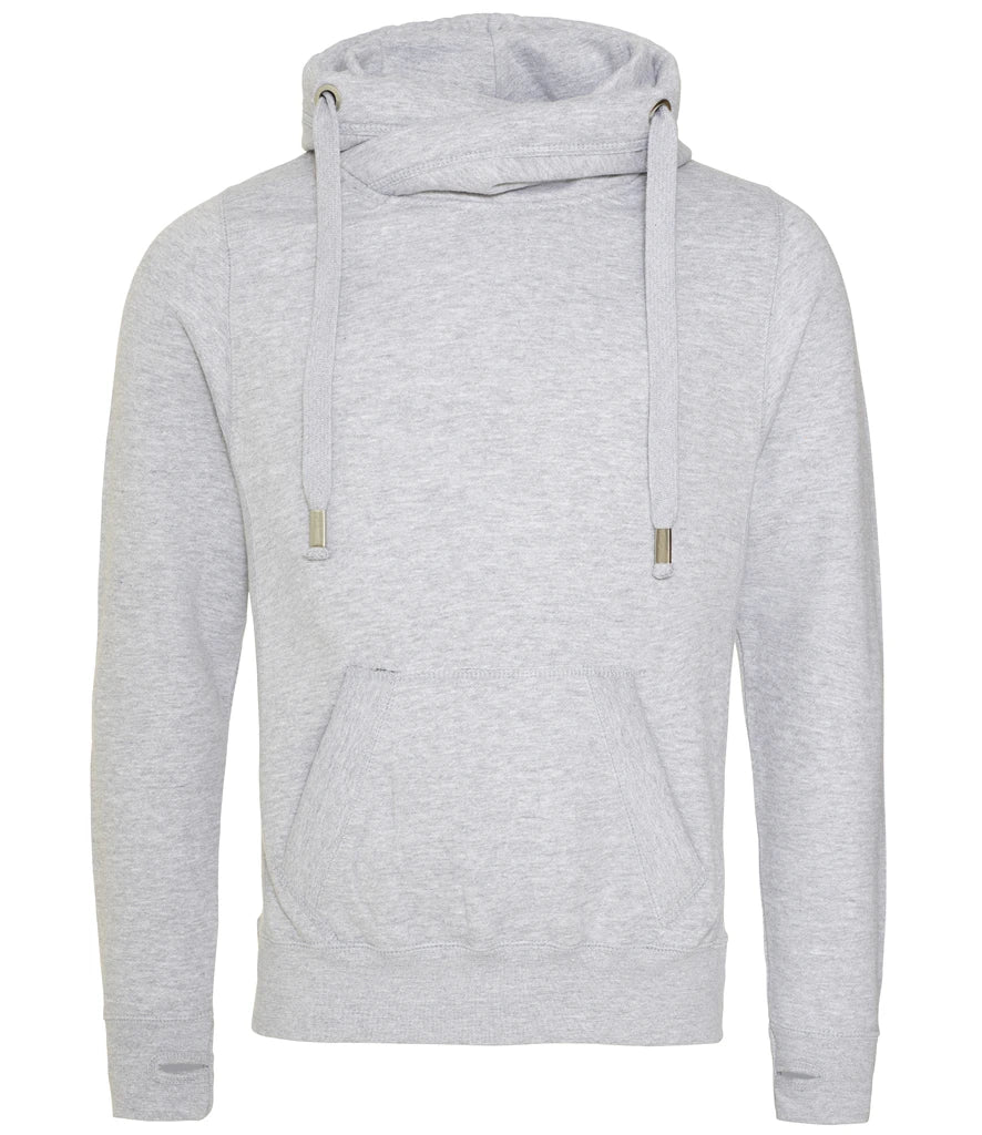 AWDis Cross Neck Hoodie — Heather Grey