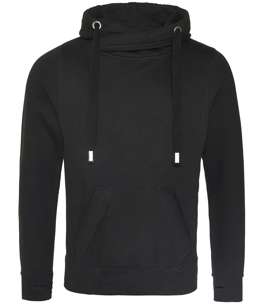 AWDis Cross Neck Hoodie — Jet Black