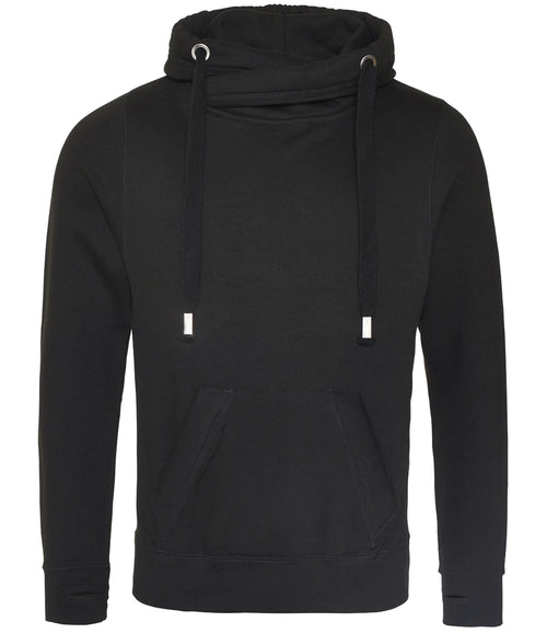 AWDis Cross Neck Hoodie — Jet Black