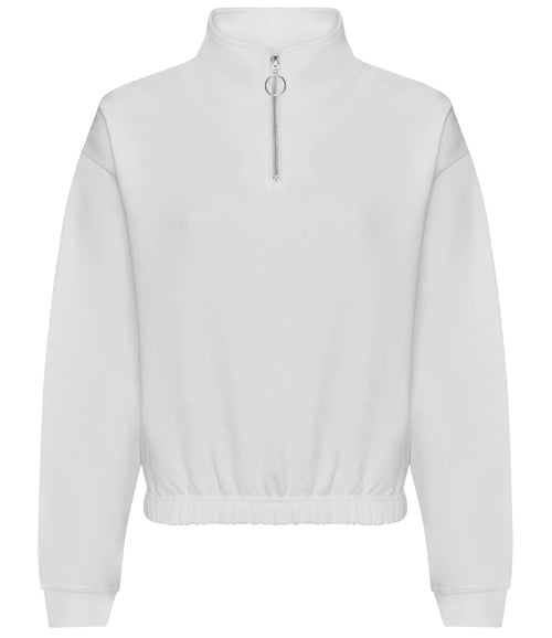 AWDis Ladies Cropped 1/4 Zip Sweatshirt — Arctic White