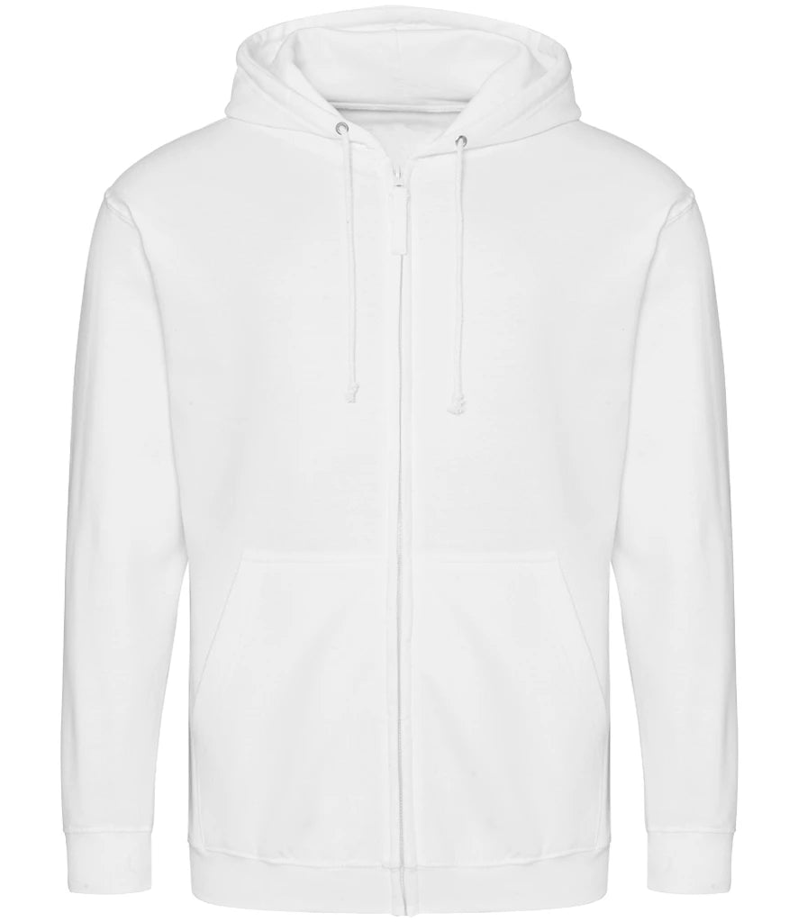 AWDis Just Hoods Zoodie Zip Hoodie in Arctic White, front view