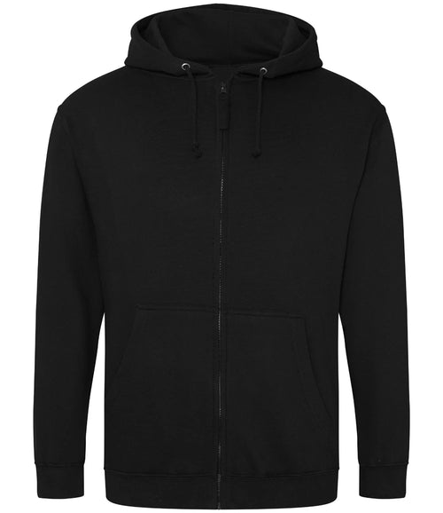 AWDis Just Hoods Zoodie Zip Hoodie in Deep Black, front view