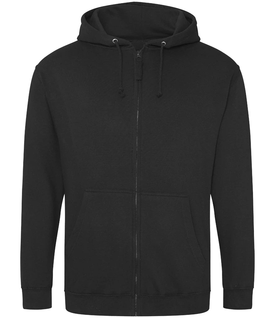AWDis Just Hoods Zoodie Zip Hoodie in Jet Black, front view