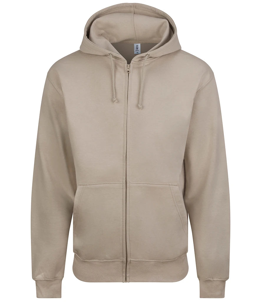 AWDis Just Hoods Zoodie Zip Hoodie in Natural Stone, front view