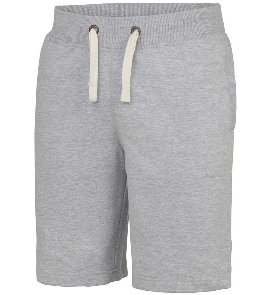 AWDis Just Hoods Sweat Shorts in Heather Grey, front view