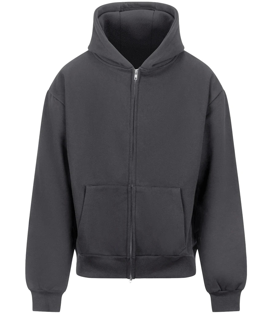 AWDis Just Hoods Oversized Hoodie in Solid Charcoal, front view