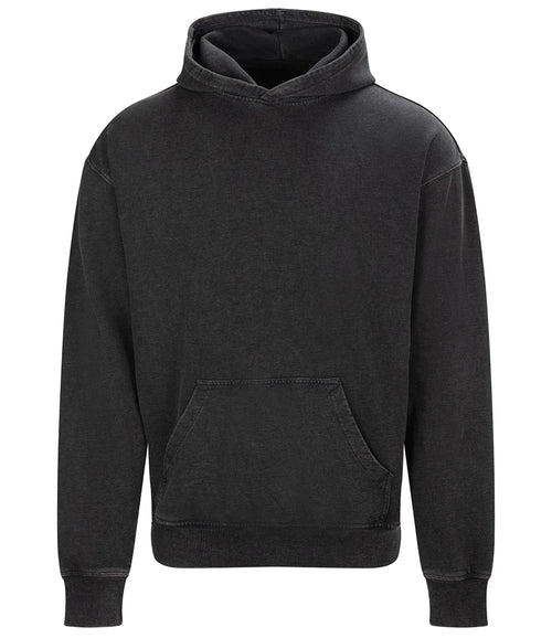 AWDis Just Hoods Washed Oversized Hoodie in Washed Black, front view